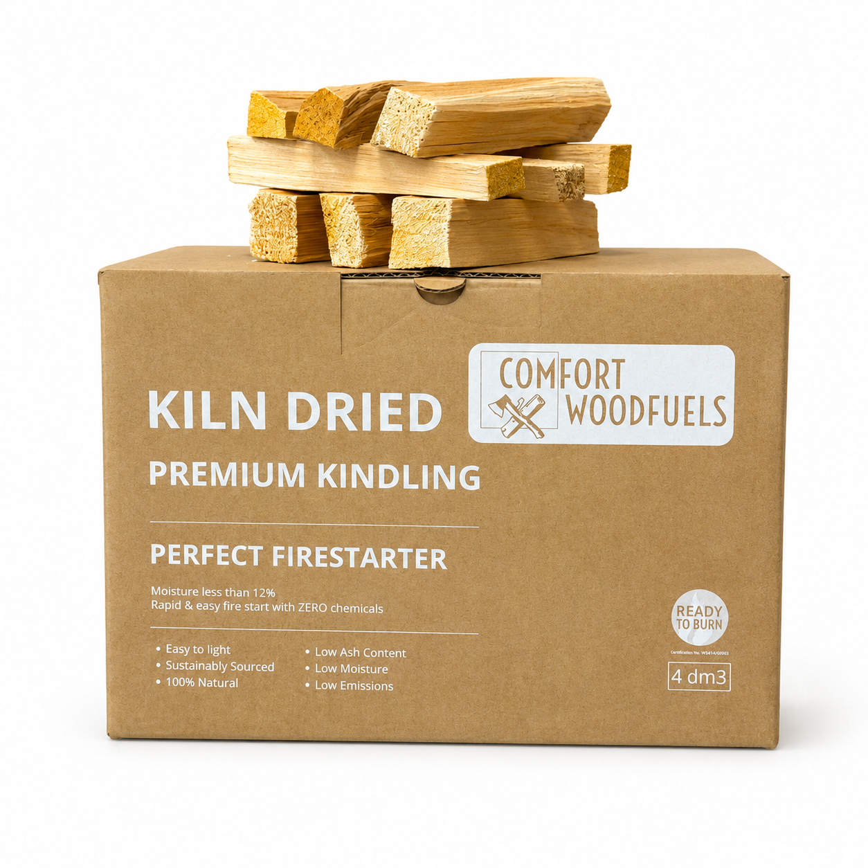 Kiln-Dried Premium Kindling — 4 dm³ Box